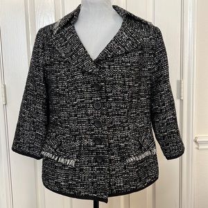 Lane Bryant Black & White Tweed Blazer Jacket Sz 16